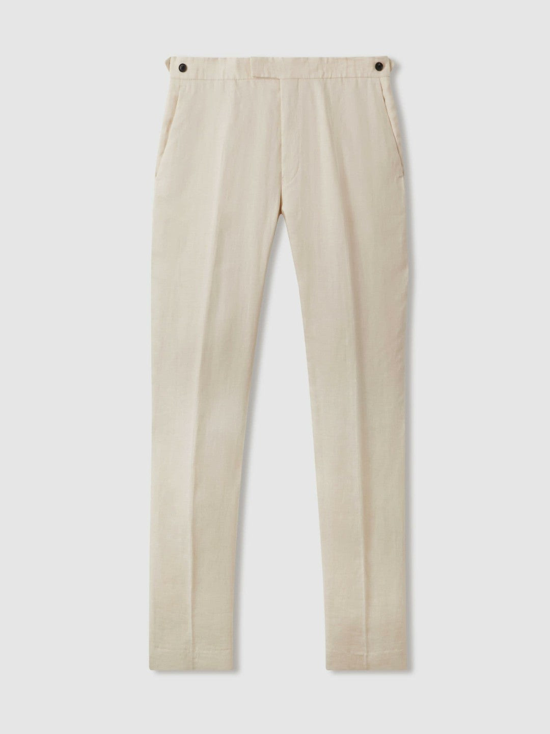 Slim Fit Linen Adjuster Trousers in Stone Men | Reiss