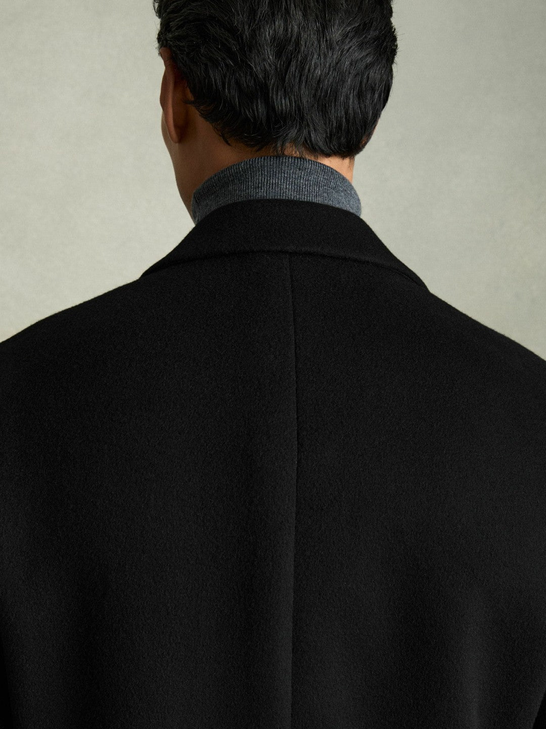 Wool Blend Single Breasted Epsom Overcoat in Black Men | Reiss