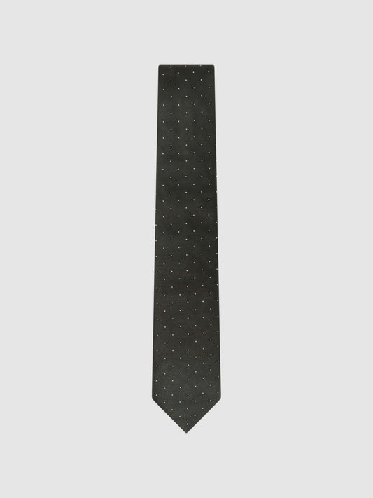 Polka Dot Silk Tie in Dark Green Men | Reiss