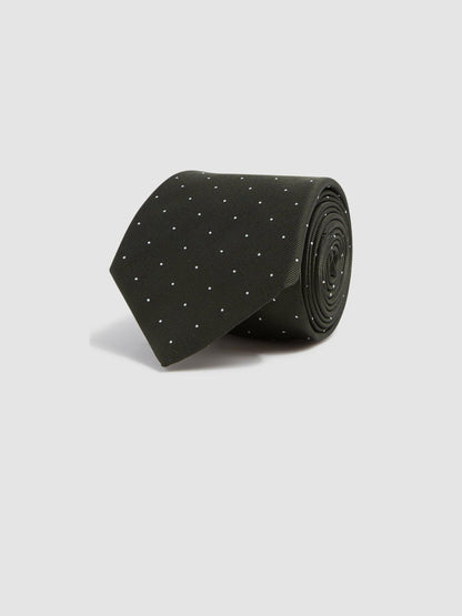 Polka Dot Silk Tie in Dark Green Men | Reiss
