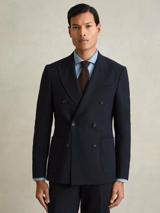Double Breasted Suit Blazer Slim Fit in Navy Men | Reiss