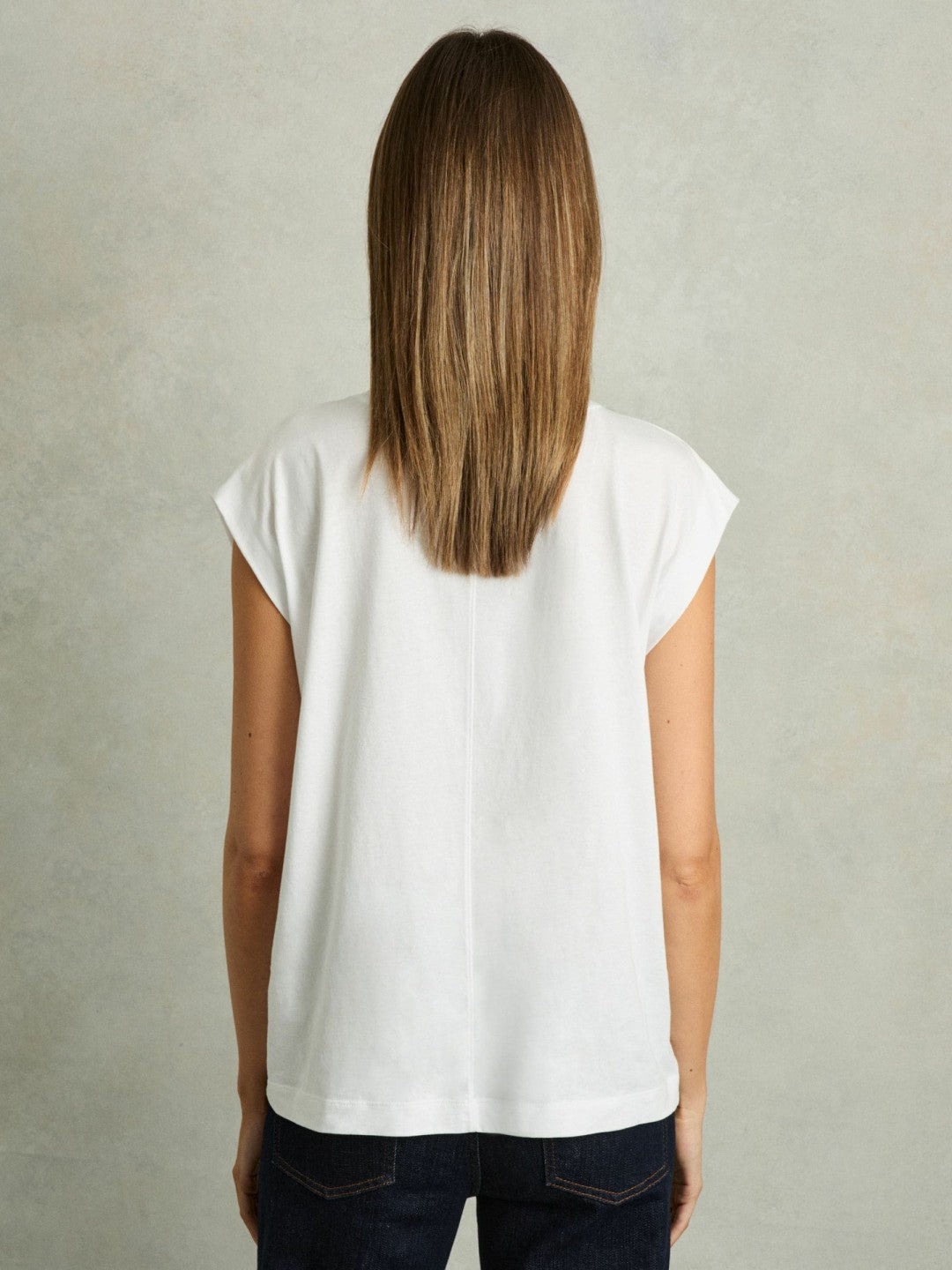 Cotton Capped Sleeve T-Shirt in White Women | Reiss