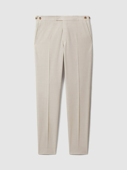 Slim Fit Side Adjuster Trousers in Stone Men | Reiss