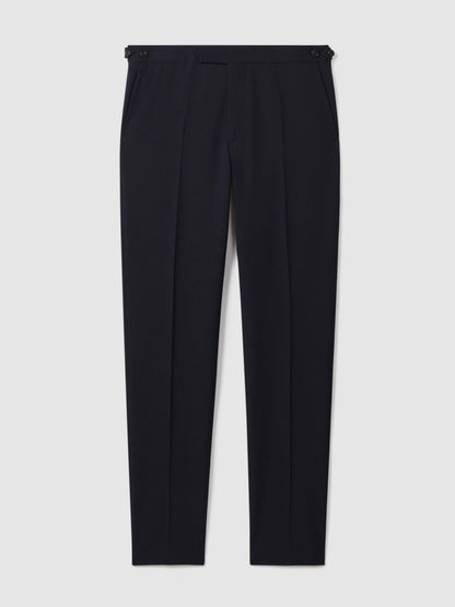 Slim Fit Side Adjuster Trousers in Navy Men | Reiss