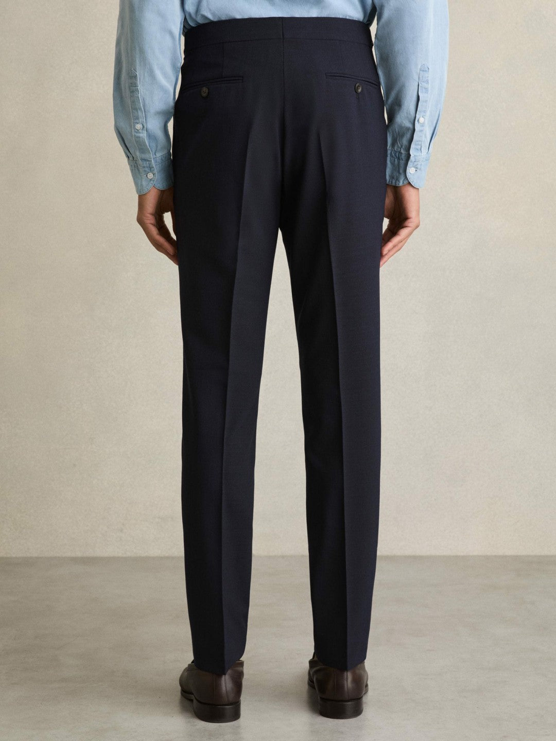 Slim Fit Side Adjuster Trousers in Navy Men | Reiss