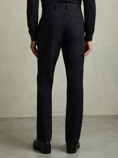 Slim Fit Washed Cotton Blend Chinos in Navy Men | Reiss