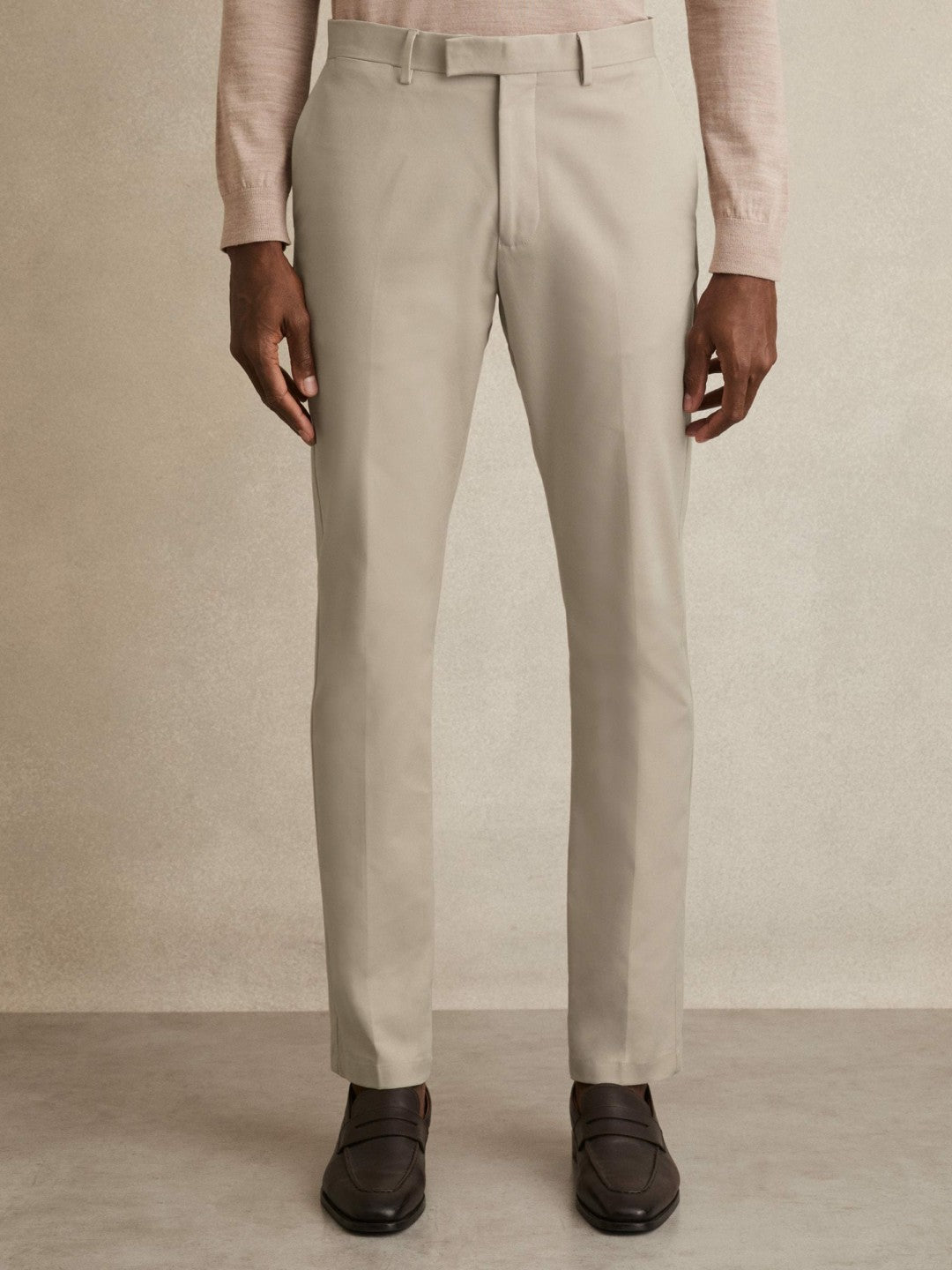 Slim Fit Cotton Blend Chinos in Stone Men | Reiss