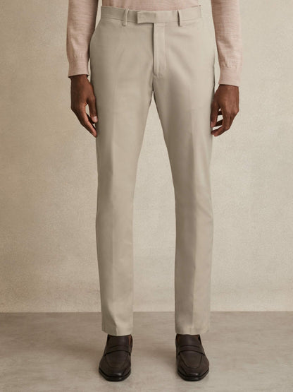 Slim Fit Cotton Blend Chinos in Stone Men | Reiss