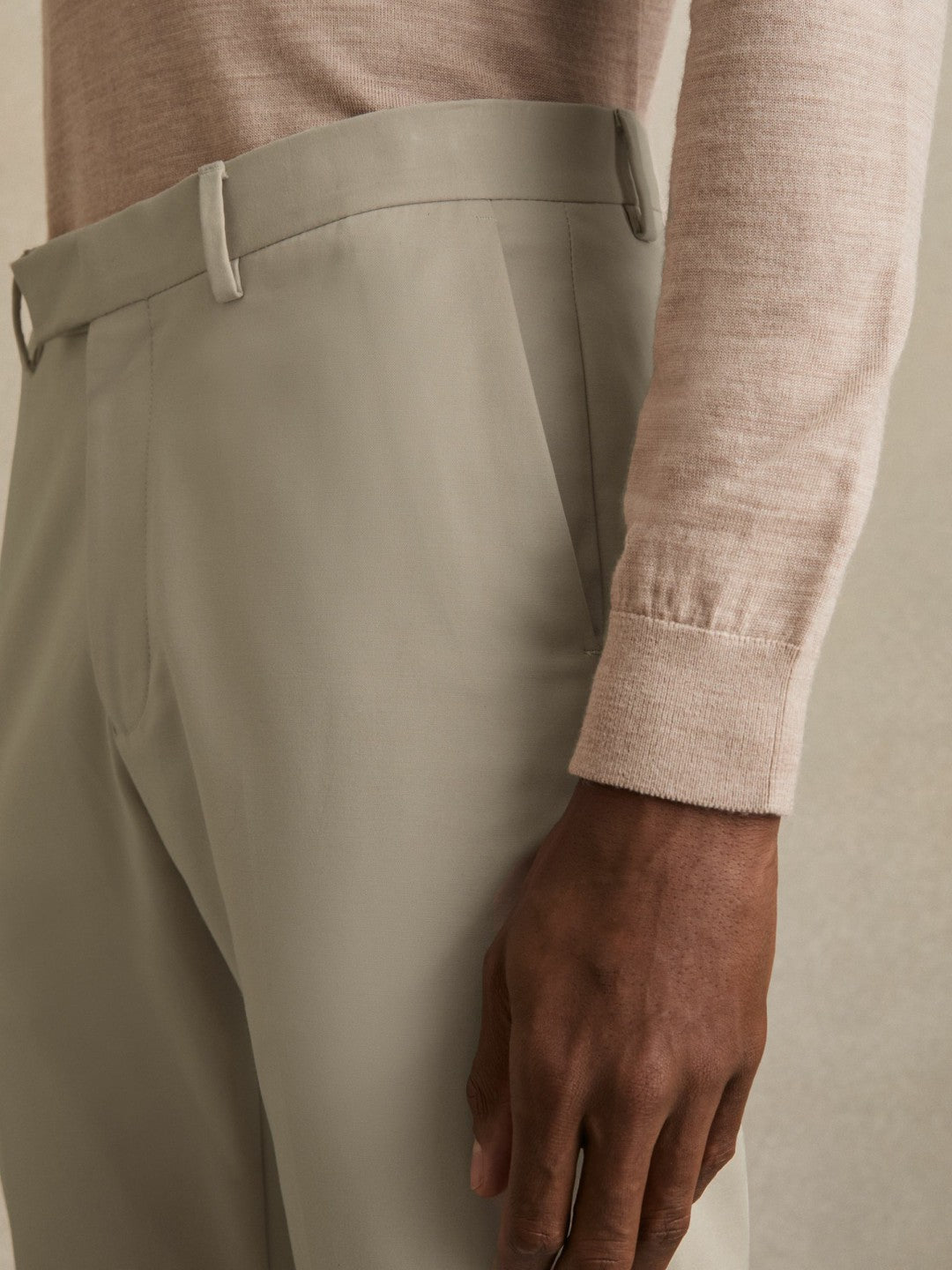 Slim Fit Cotton Blend Chinos in Stone Men | Reiss
