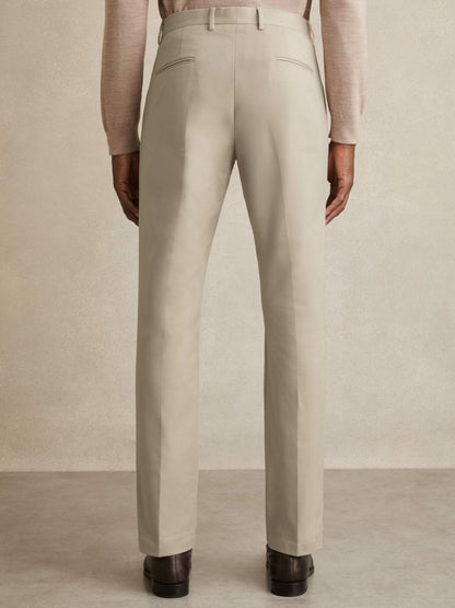 Slim Fit Cotton Blend Chinos in Stone Men | Reiss