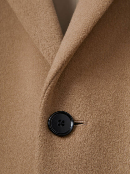 Wool Blend Single Breasted Epsom Overcoat in Camel Men | Reiss