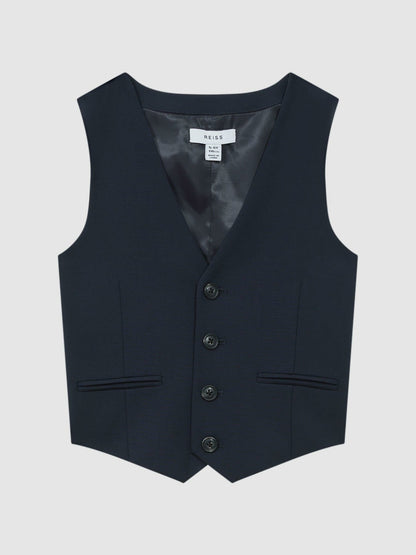 3-9 yrs Wool Blend Waistcoat in Navy Children & Baby | Reiss