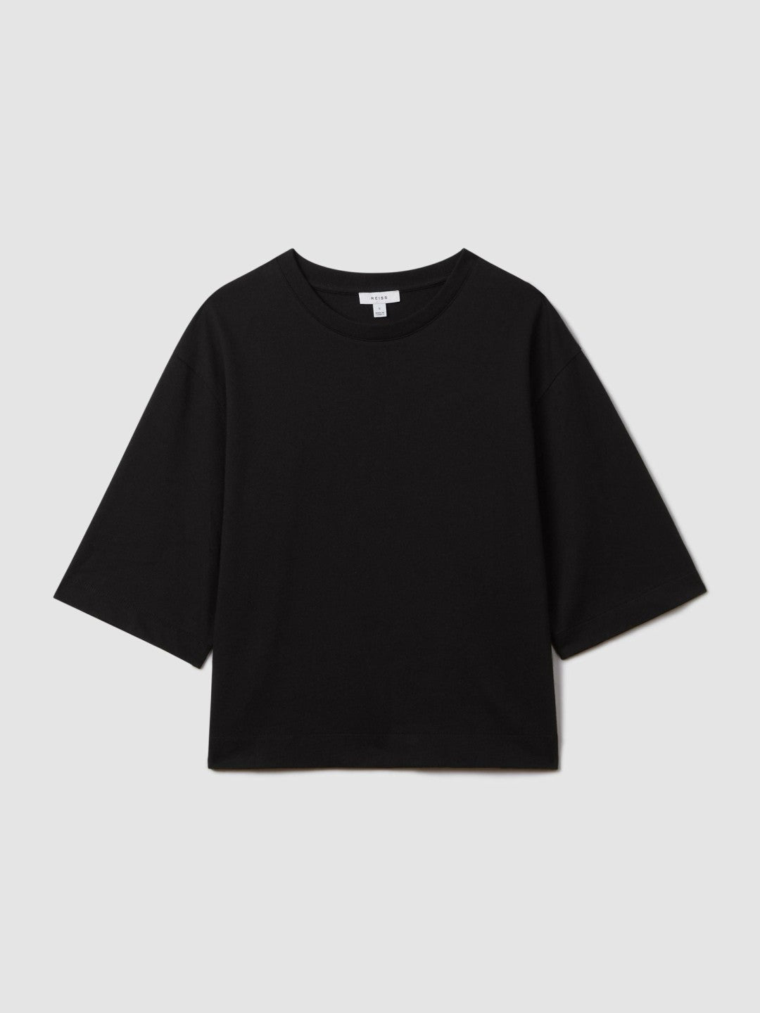 Oversized Cotton Crew Neck T-Shirt in Black Women | Reiss