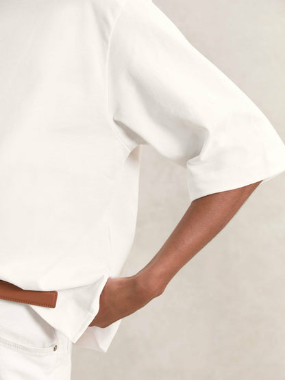 Oversized Cotton Crew Neck T-Shirt in White Women | Reiss