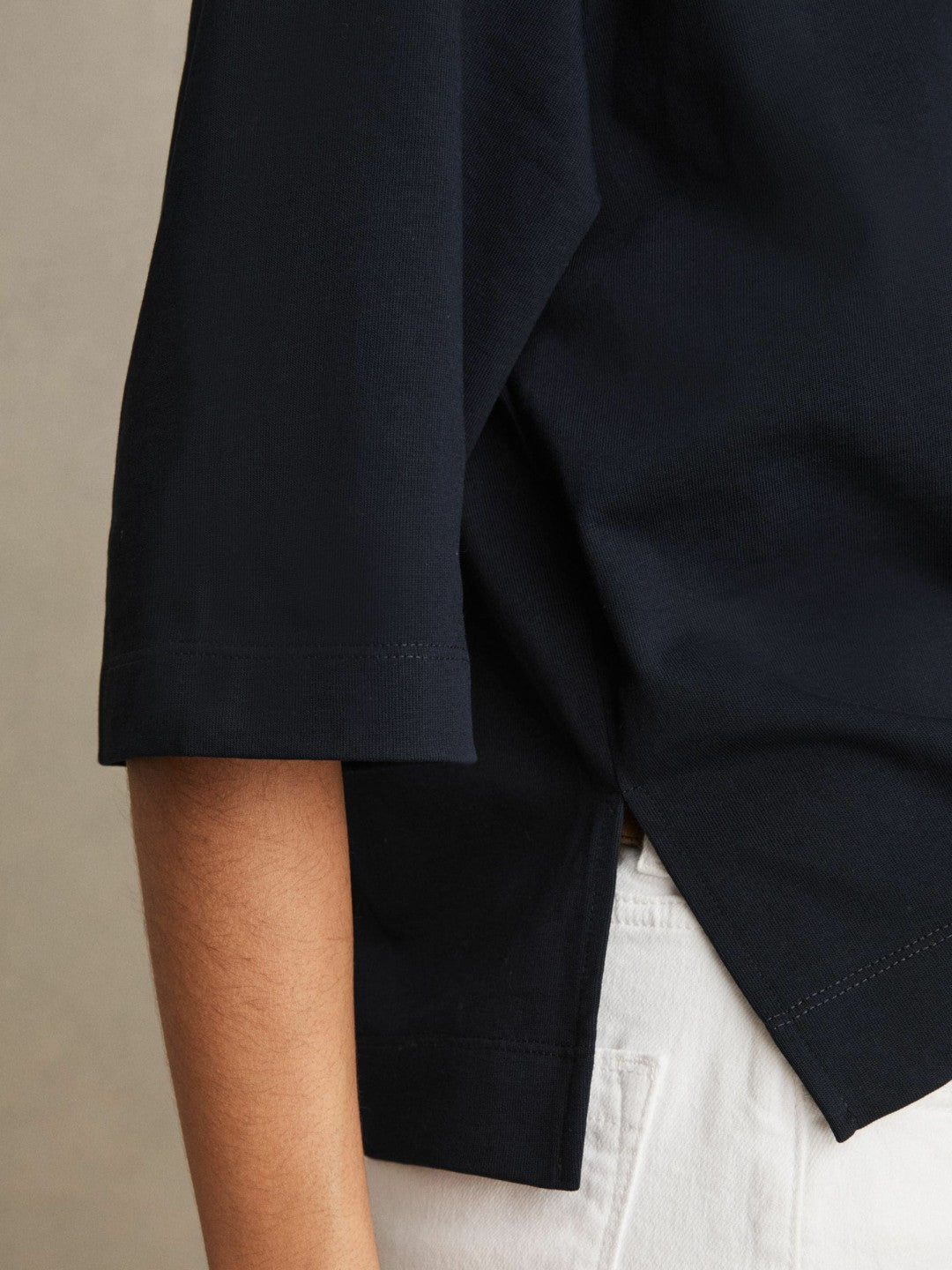 Oversized Cotton Crew Neck T-Shirt in Navy Women | Reiss