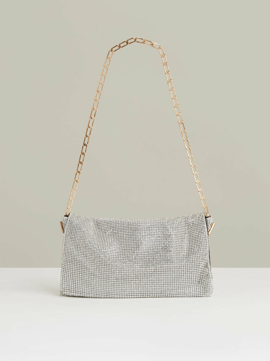 Embellished Chainmail Shoulder Bag in Silver Women | Reiss