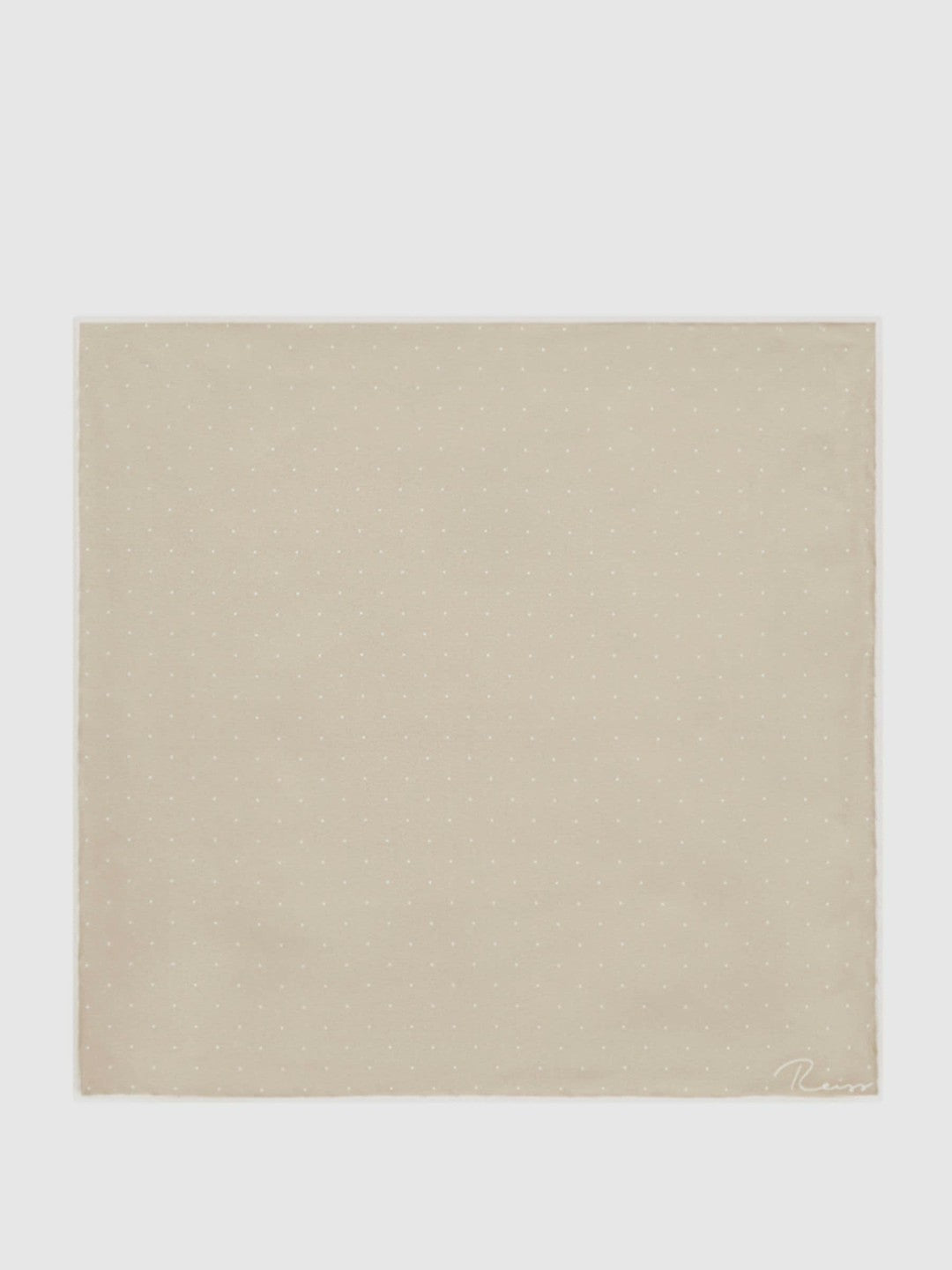Polka Dot Silk Pocket Square in Stone Men | Reiss