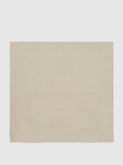 Polka Dot Silk Pocket Square in Stone Men | Reiss