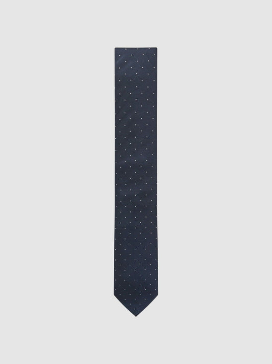 Polka Dot Silk Tie in Navy Men | Reiss