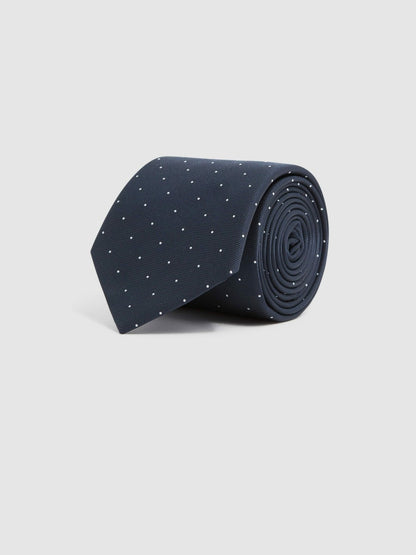 Polka Dot Silk Tie in Navy Men | Reiss