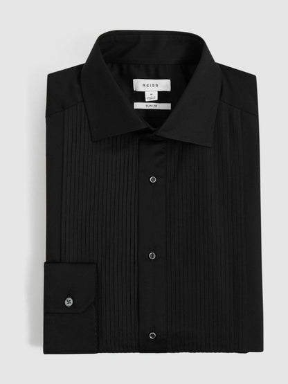 Slim Fit Cotton Dinner Shirt in Black Men | Reiss