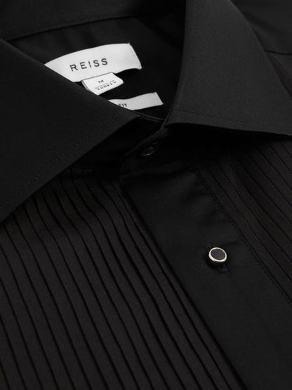 Slim Fit Cotton Dinner Shirt in Black Men | Reiss