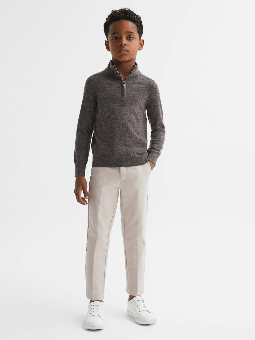 9-14 yrs Slim Fit Tapered Chinos in Stone Children & Baby | Reiss
