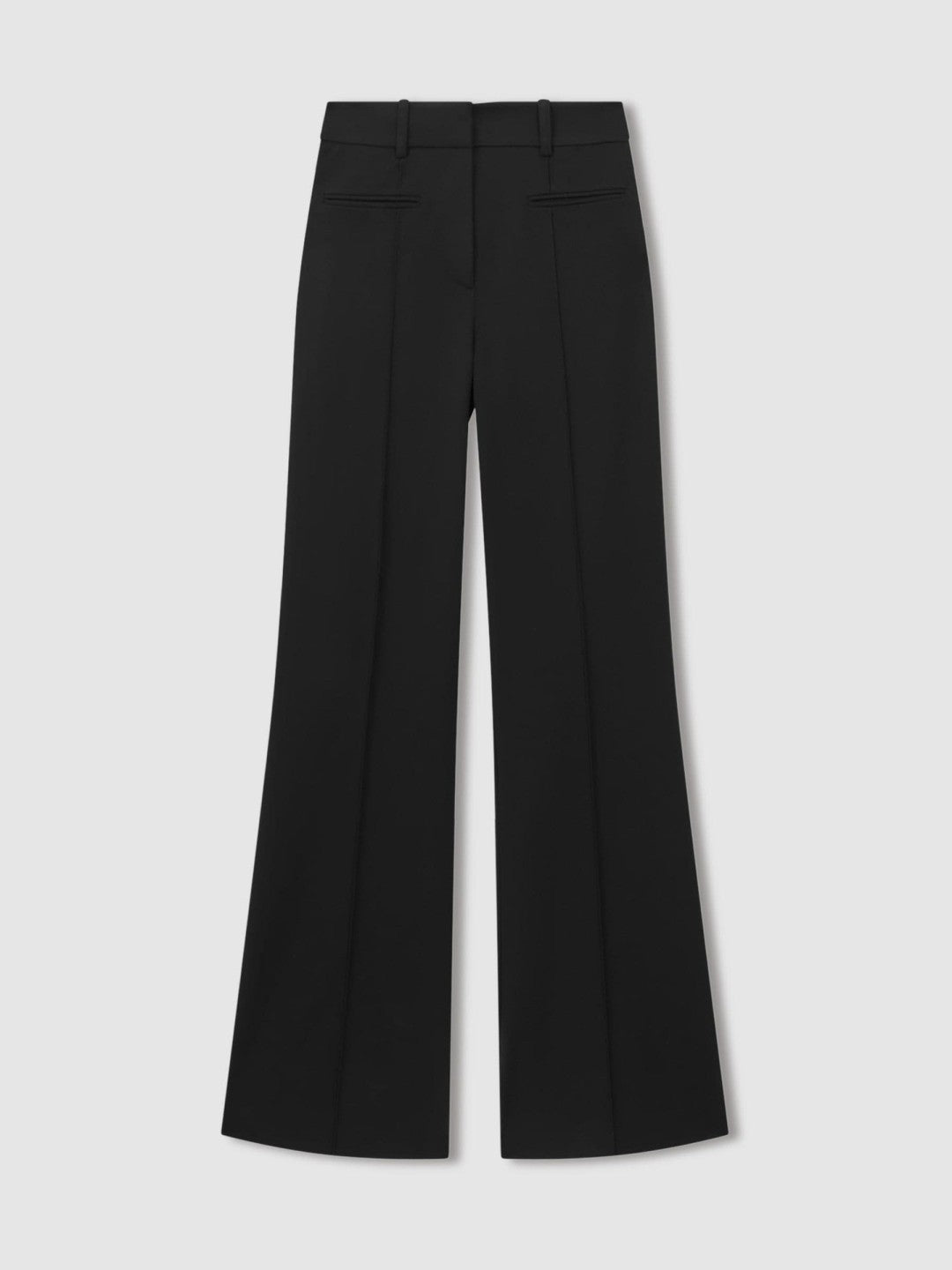 Petite High Rise Flared Trousers in Black Women | Reiss