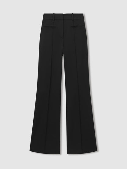 Petite High Rise Flared Trousers in Black Women | Reiss