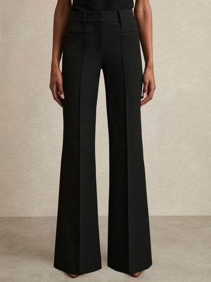 High Rise Flared Trousers in Black Women | Reiss