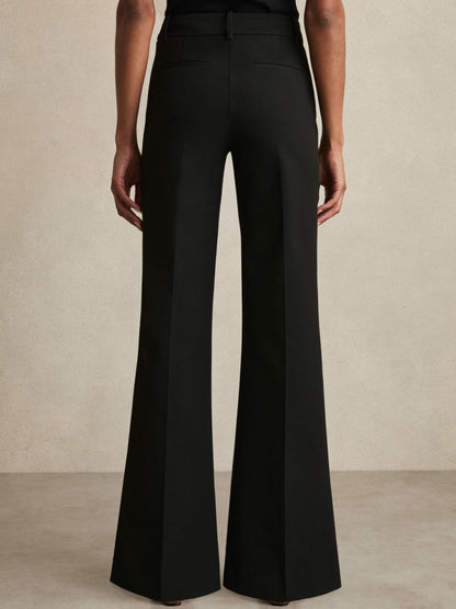 High Rise Flared Trousers in Black Women | Reiss