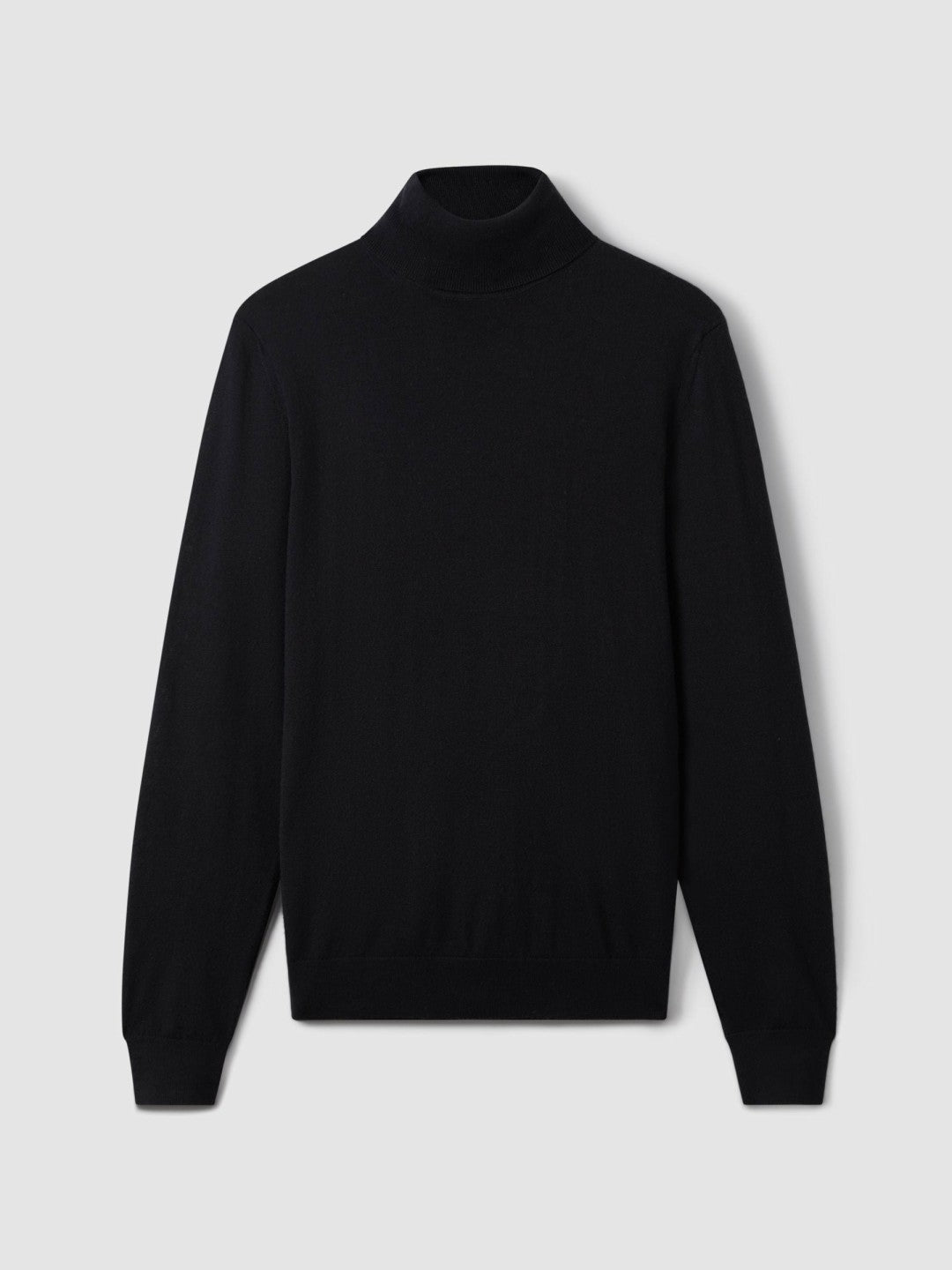 Slim Fit Merino Wool Roll Neck Jumper in Navy Men | Reiss