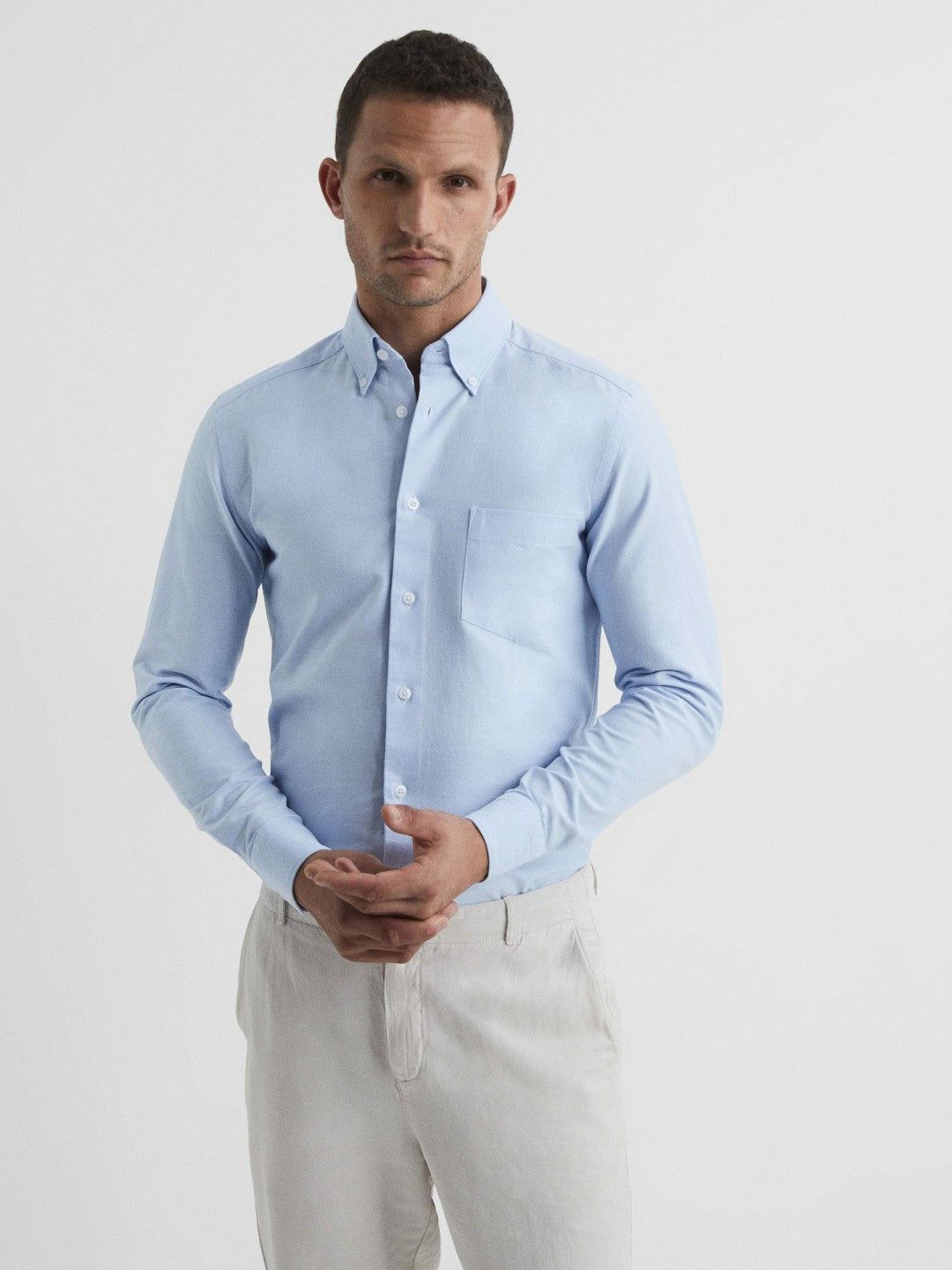 Soft Wash Button Down Oxford Shirt in Soft Blue Men | Reiss