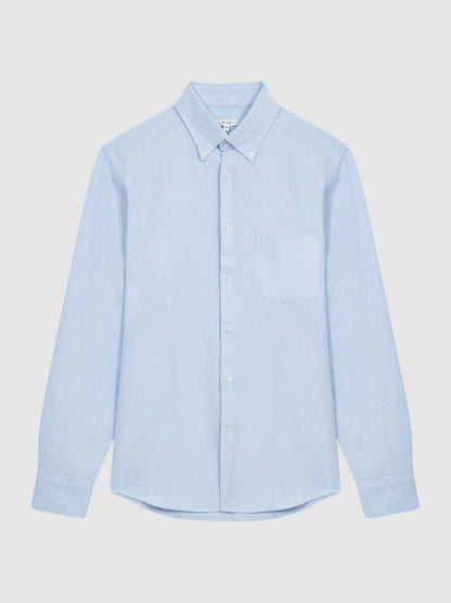 Soft Wash Button Down Oxford Shirt in Soft Blue Men | Reiss