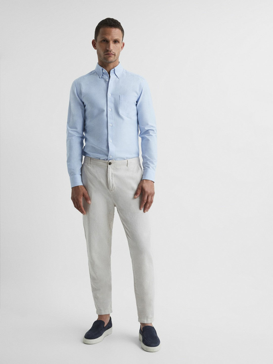 Soft Wash Button Down Oxford Shirt in Soft Blue Men | Reiss