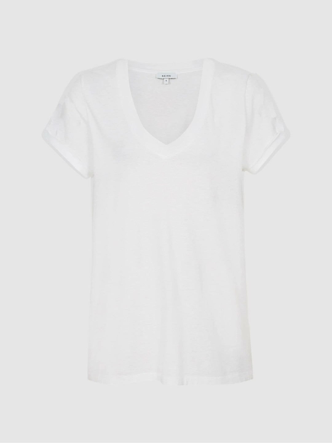 Cotton-Jersey V-Neck T-Shirt in White Women | Reiss