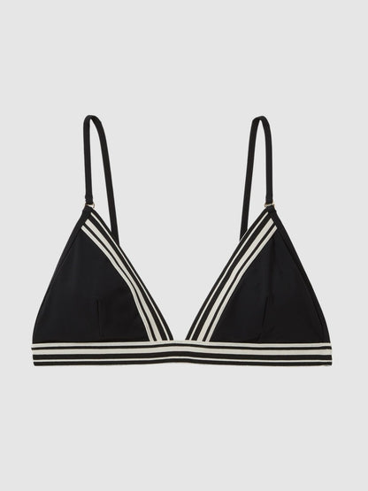Triangle Colourblock Bikini Top in Black Women | Reiss