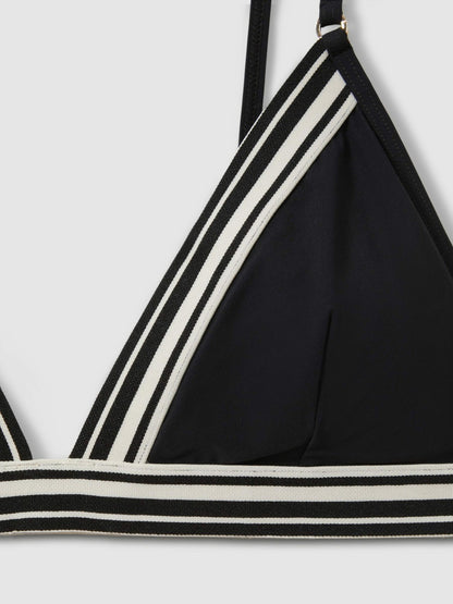 Triangle Colourblock Bikini Top in Black Women | Reiss
