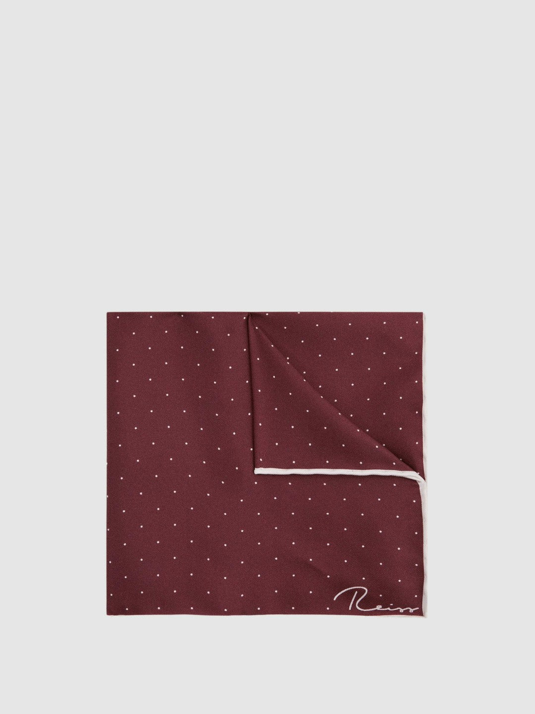 Polka Dot Silk Pocket Square in Burgundy Men | Reiss