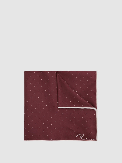 Polka Dot Silk Pocket Square in Burgundy Men | Reiss