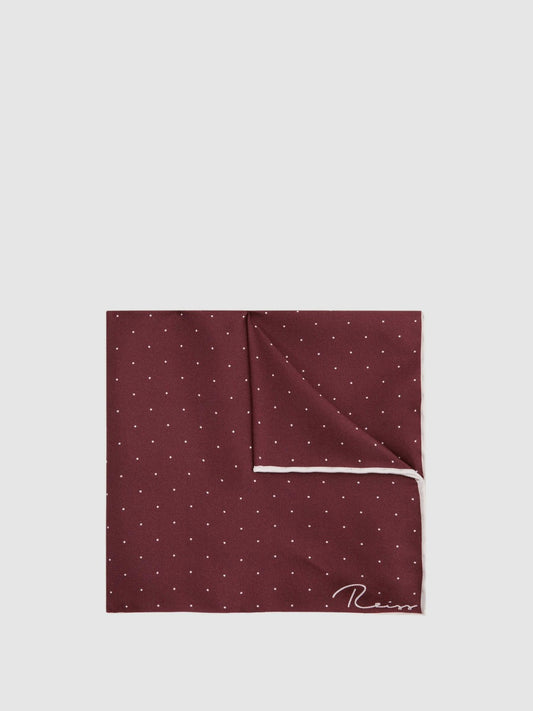 Polka Dot Silk Pocket Square in Burgundy Men | Reiss