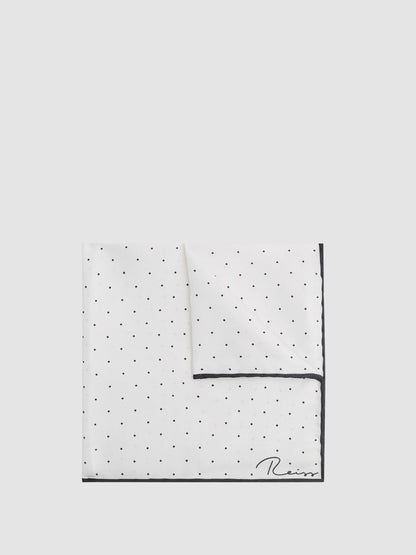 Polka Dot Silk Pocket Square in White Men | Reiss