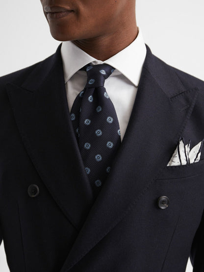 Polka Dot Silk Pocket Square in White Men | Reiss