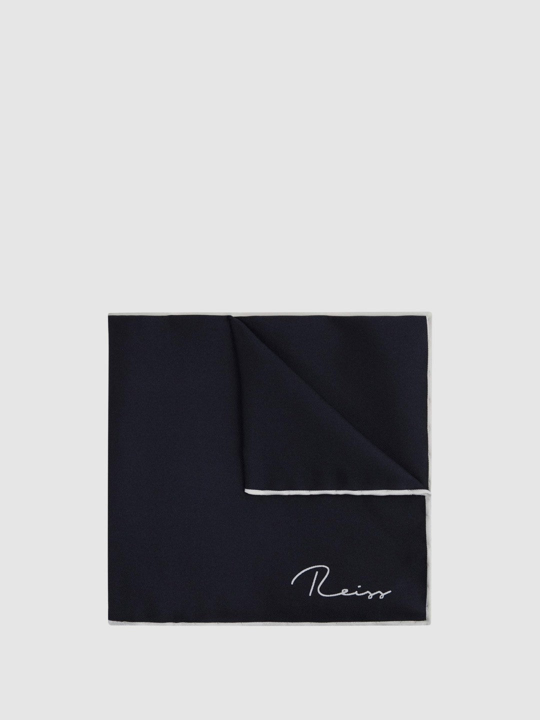 Plain Silk Pocket Square in Navy Men | Reiss