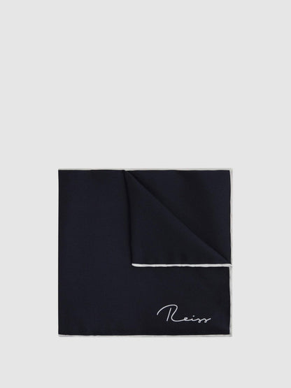 Plain Silk Pocket Square in Navy Men | Reiss