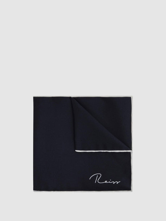 Plain Silk Pocket Square in Navy Men | Reiss