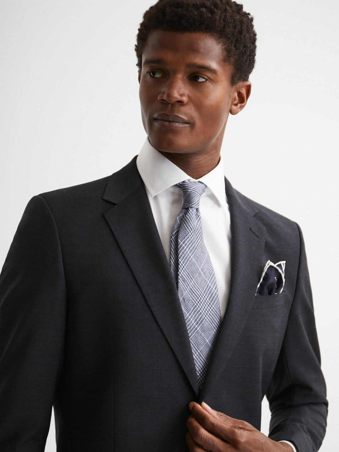 Plain Silk Pocket Square in Navy Men | Reiss