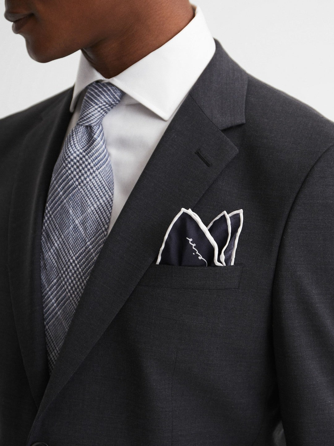 Plain Silk Pocket Square in Navy Men | Reiss