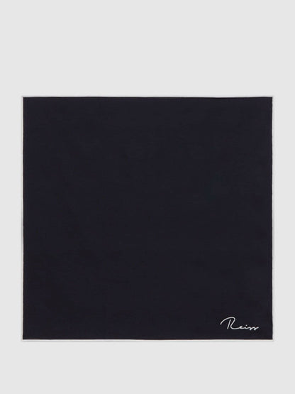 Plain Silk Pocket Square in Navy Men | Reiss
