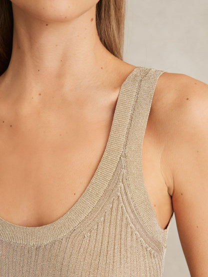 Metallic Vest Top in Gold Women | Reiss